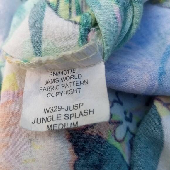 VTG JAMS WORLD Hattie Dress Hawaiian JUNGLE SPLASH Floral Print Short Sleeve M - Picture 5 of 8